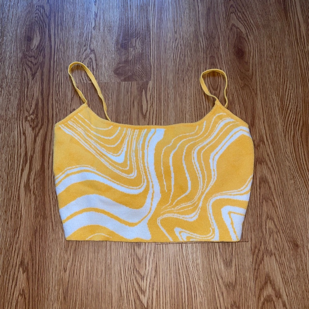 PacSun Yellow and White Swirl Camisole